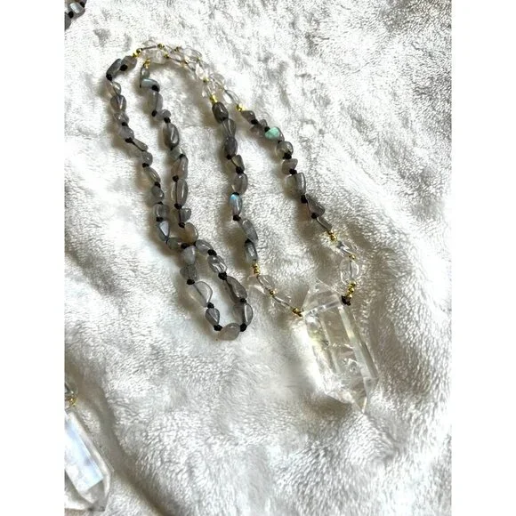 Amazing! DT Power Quartz + Labradorite Mala Necklace - Picture 7 of 12
